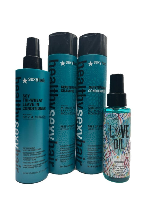 SexyHair Set Moisturizing Shampoo 300ml+ Conditioner 300ml+ Soy Tri wheat Conditioner 250ml+ Love Oil 100ml