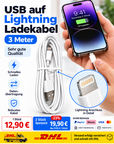 USB Lightning Ladekabel 3m für Apple iPhone 14 13 12 11 Pro Max Datenkabel