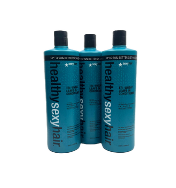 3x Healthy Sexy Hair Tri-Wheat Leave-In Conditioner 1000ml