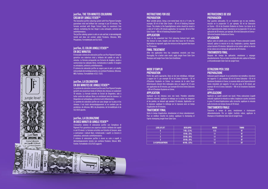 Jungle Fever Just Ten Haarfarbe 100ml 10 Min. Coloration mit Ingwer-Extrakt Nuancen