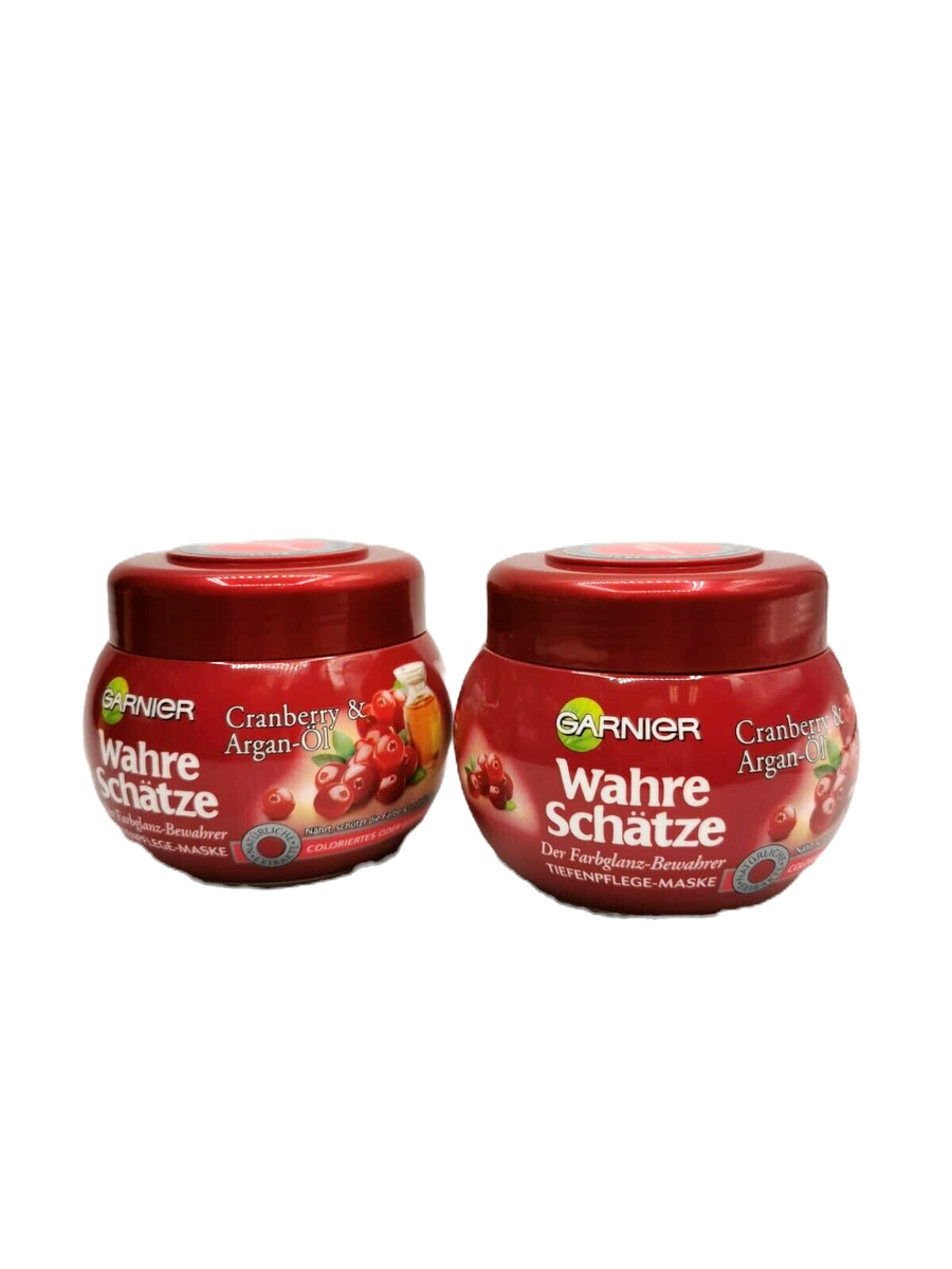 2x von GARNIER Wahre Schätze - Tiefenpflege Maske mit Cranberry & Argain Öl 300ml G150